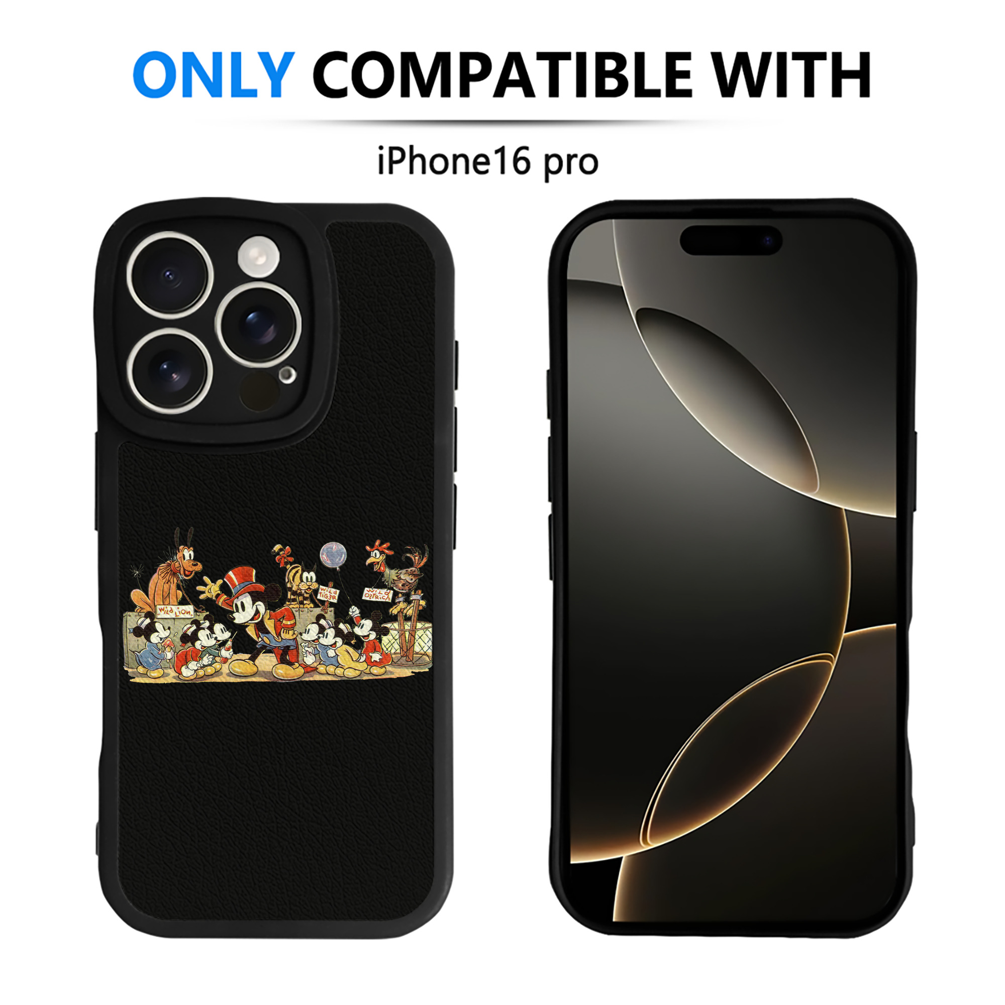（画像用） ミッキーマウス Mickey Mouse 【iPhone 16シリーズ対応】シリコンスマホケース（レザー調） 材質：シリコン